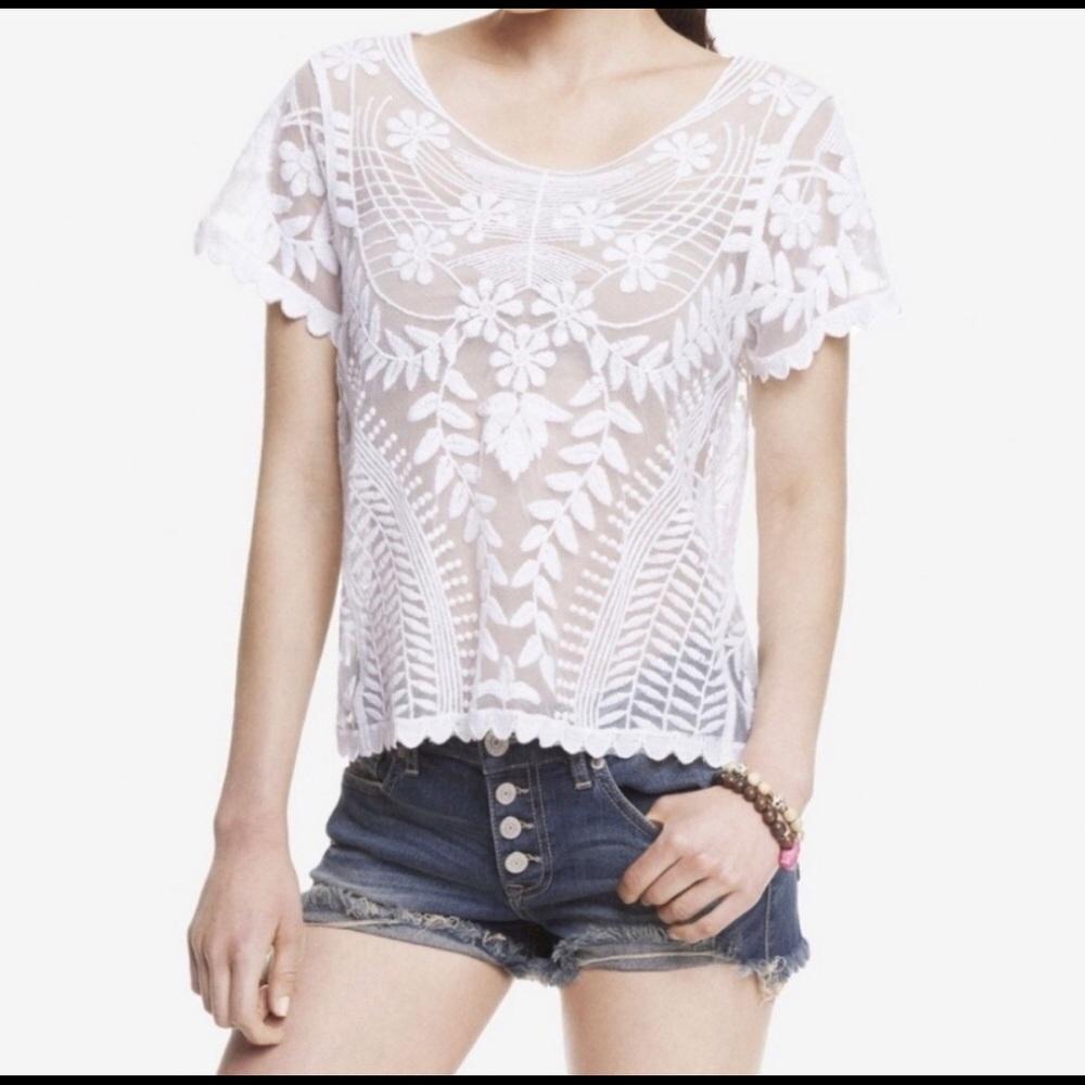 Express White Lace Top